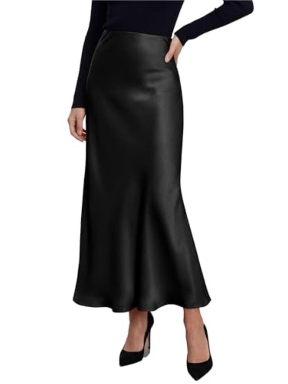PRETTYGARDEN Women's Silk Satin Maxi Skirts Fall Clothes